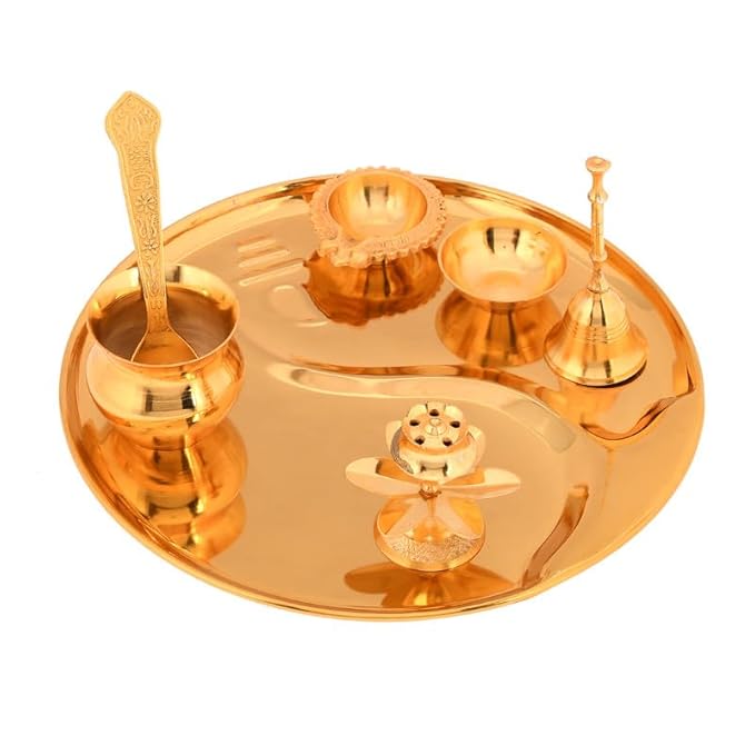 Golden Finish Ganesha Pooja Thali Set