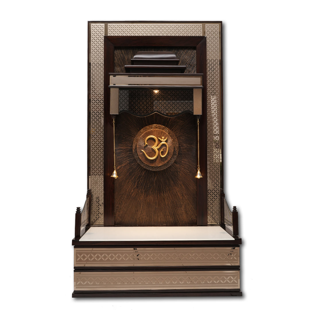 "Golden Peacock"Pooja Mandir(Double Drawer)