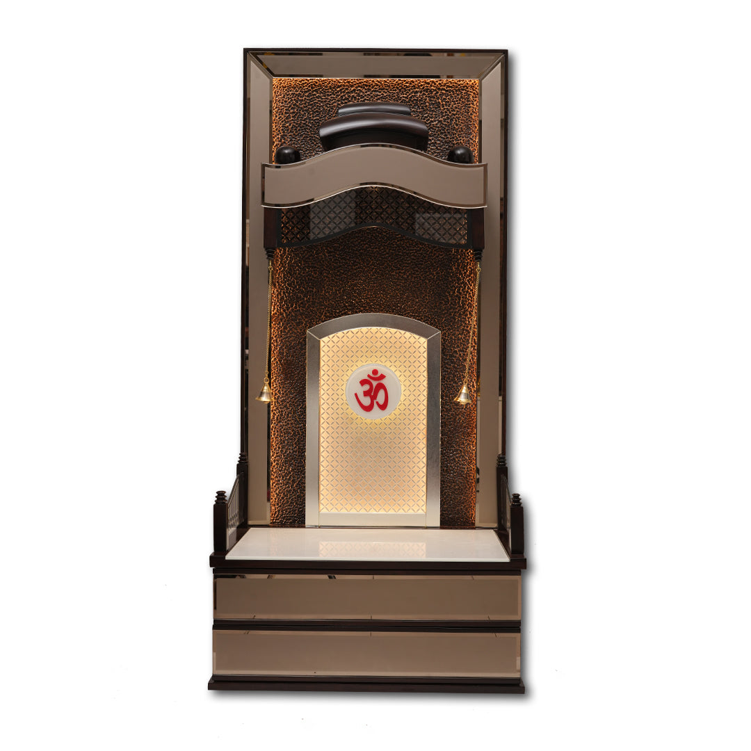 "Golden Lotus"Pooja Mandir(Double Drawer)