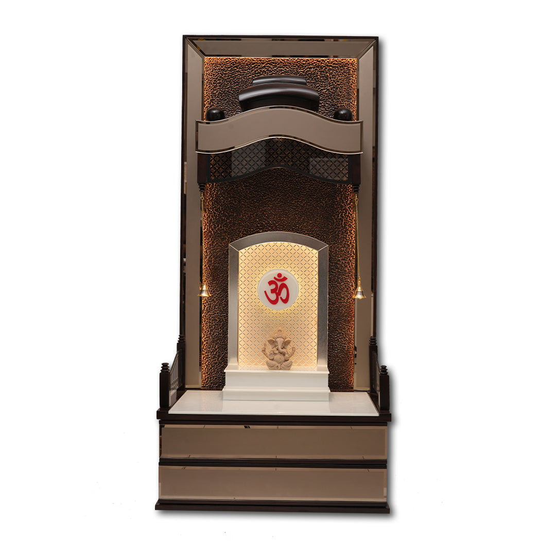 "Golden Lotus"Pooja Mandir(Double Drawer)