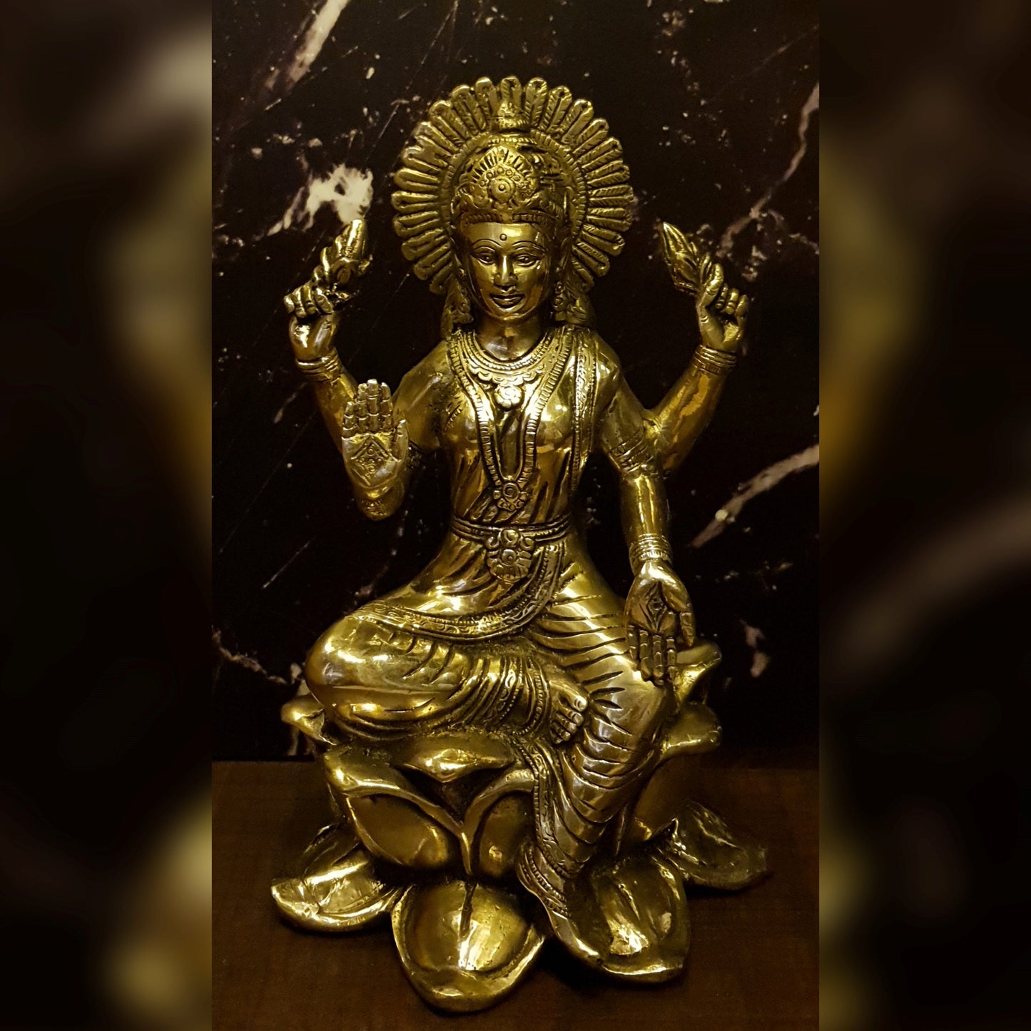 Maa Lakshmi on Lotus Statue