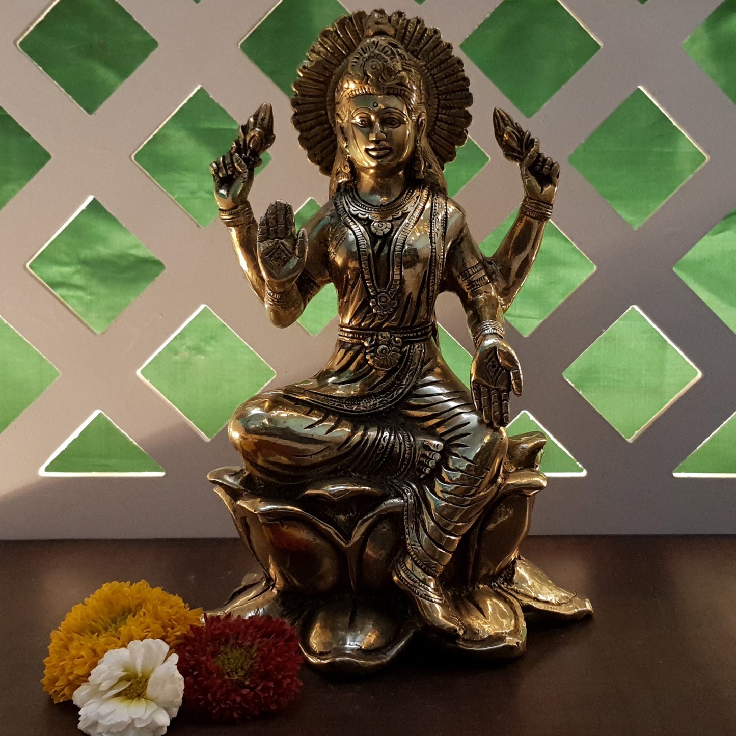 Maa Lakshmi on Lotus Statue