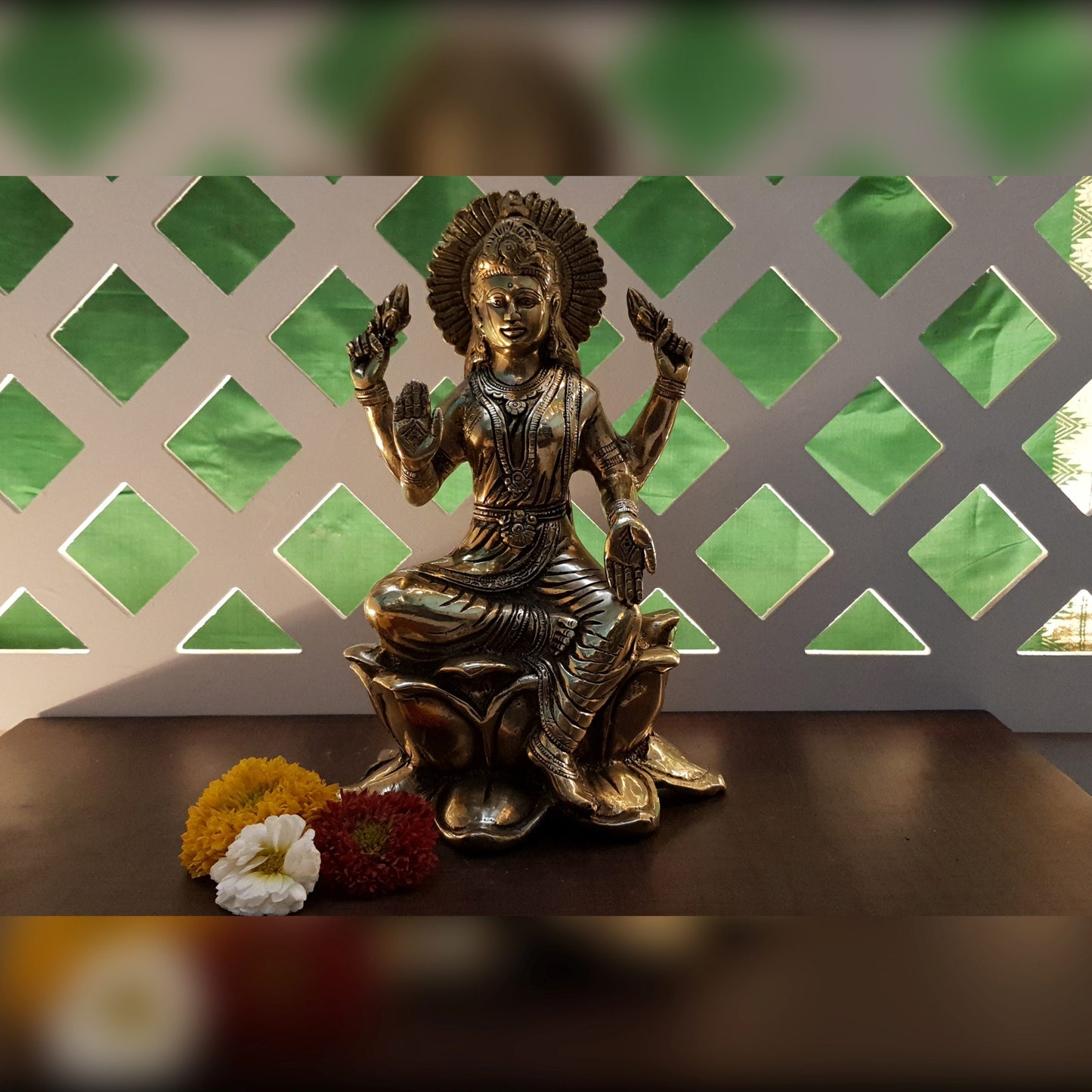 Maa Lakshmi on Lotus Statue