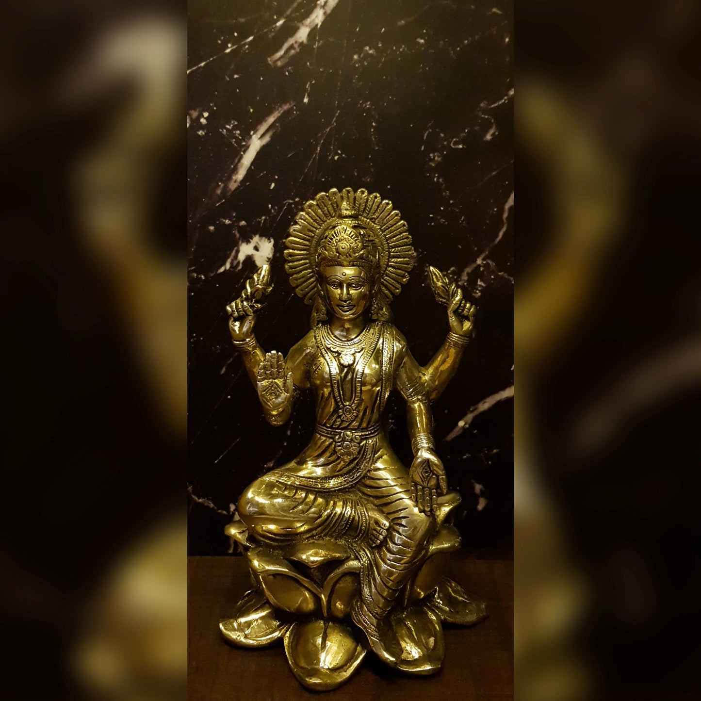 Maa Lakshmi on Lotus Statue