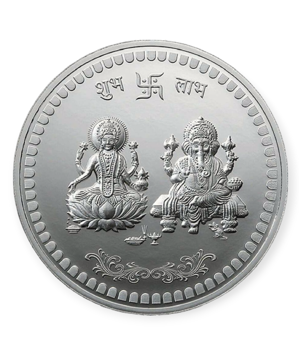 10gm Silver Lakshmi Ganesha Coin – Symbol of Wealth, Wisdom & Prosperity