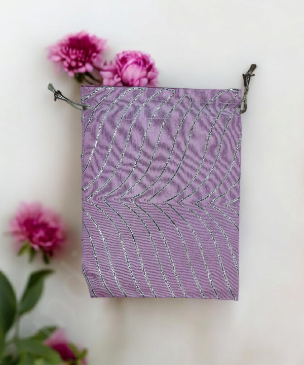 5Pc Traditional Drawstring Pouch,Embroidered Fabric Gift Bag for Festivals & Favors