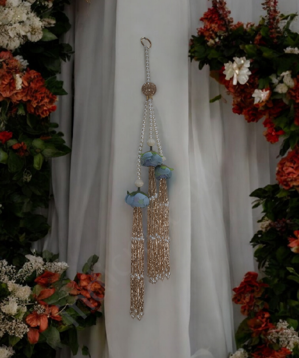 Handmade Artificial Rose & Pearl Decorative Hanging, Festive Wall/Door Hanging Pair, Wall hanging (Set of 2)