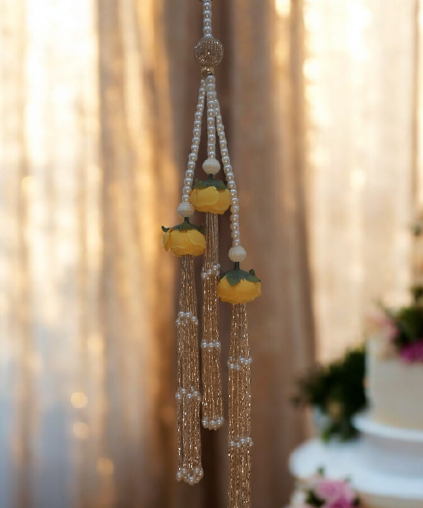 Handmade Artificial Rose & Pearl Decorative Hanging, Festive Wall/Door Hanging Pair, Wall hanging (Set of 2)