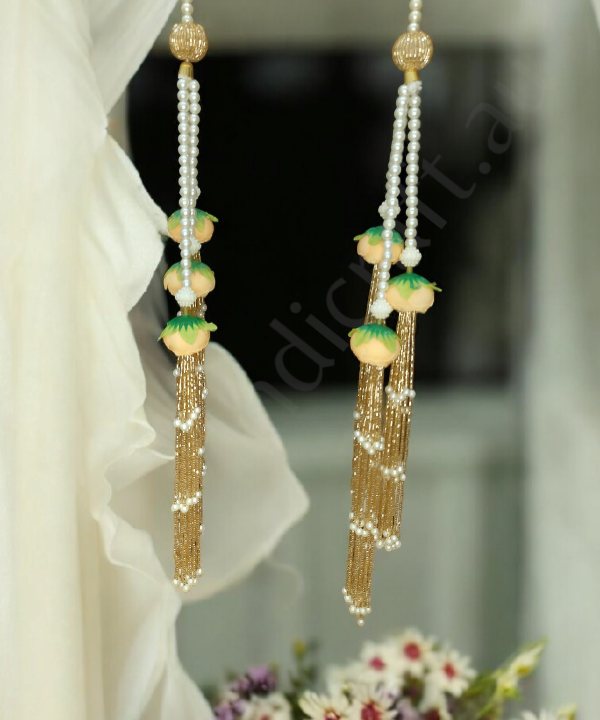 Handmade Artificial Rose & Pearl Decorative Hanging, Festive Wall/Door Hanging Pair, Wall hanging (Set of 2)