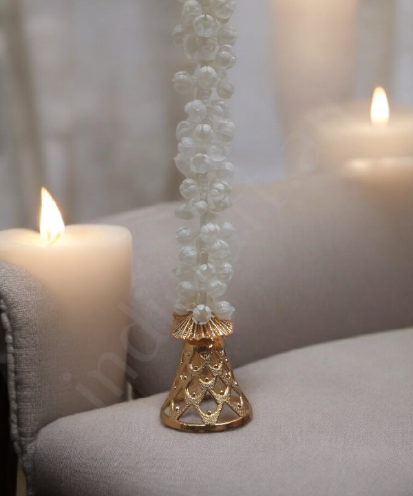 Artificial Jasmine Bud Garland with Pom-Poms & Bells – Decorative Toran for Home & Housewarming