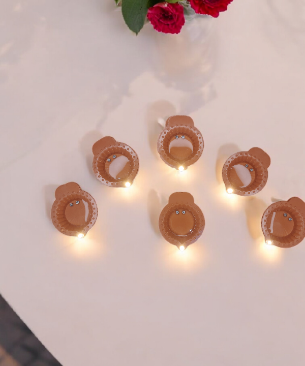 Water Sensor LED Diya – Set of 6 Flameless Diyas for Diwali & Home Decor