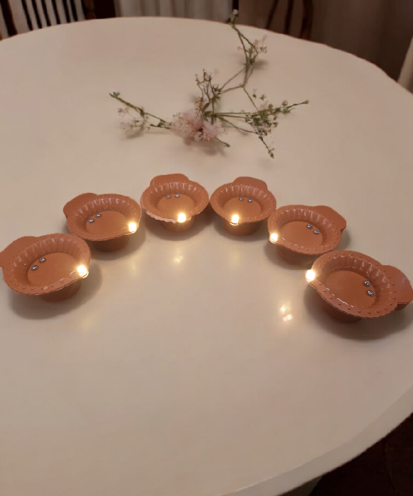Water Sensor LED Diya – Set of 6 Flameless Diyas for Diwali & Home Decor