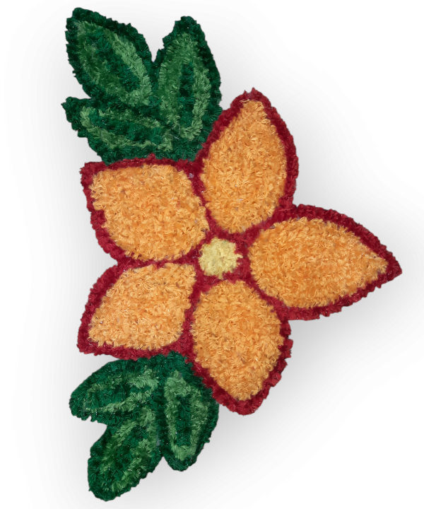 1 Feet Handmade Flower with Leaf Design Woolen Rangoli Mat – Ethnic Floor Décor for Festival & Pooja Room 1feet