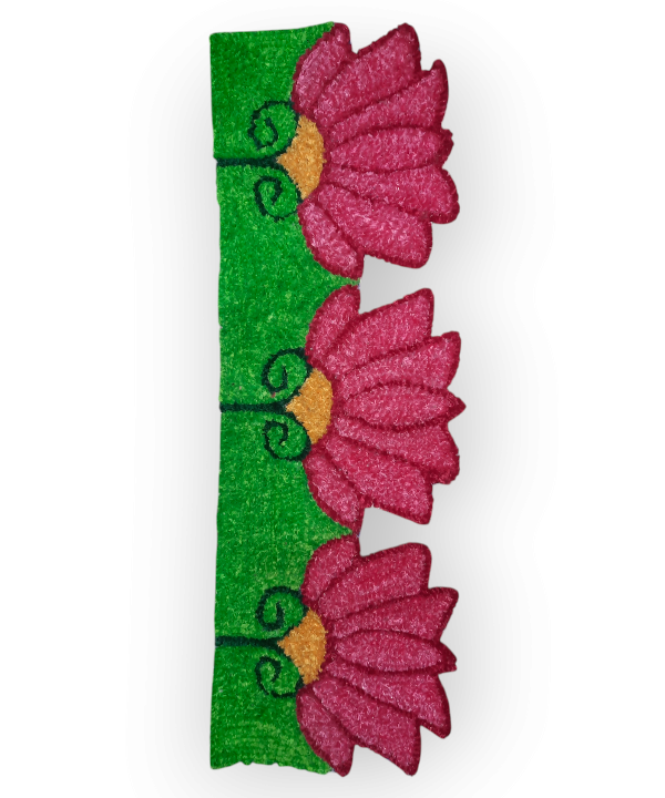 Border 84cm Pink Lotus Design Woolen Rangoli Mat – Handcrafted Floral Floor Decor for Diwali & Pooja Room