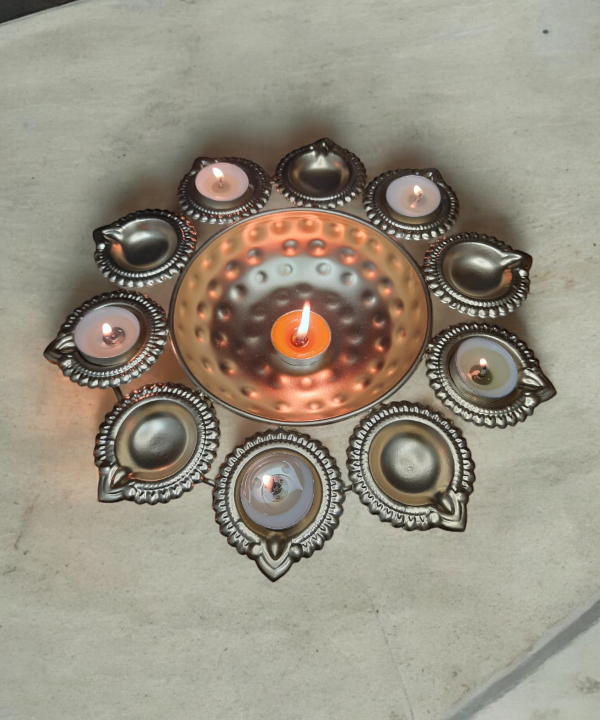Urli Diya, 3pcs, Urli Bowl, Diwali Decor Lotus Urli, Diwali Diya, Golden Candle Holder, Tealight Candle Holder, Pooja Diya Urli 12" 14" 16"