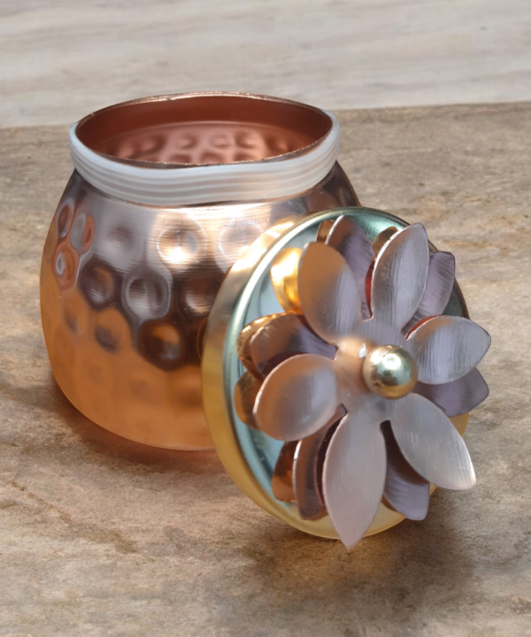 Designer Hammered Dry Fruit Bowl Jar with Lid for Gifting, Serving Bowls/Jars, Return Gifts for Home Function