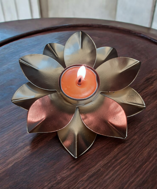 Lotus Candle Holder, Spiritual Offering, Lotus Tealight Holder, Meditation, Ambiance, Bohemian Decor, Copper Lotus Candle Holder