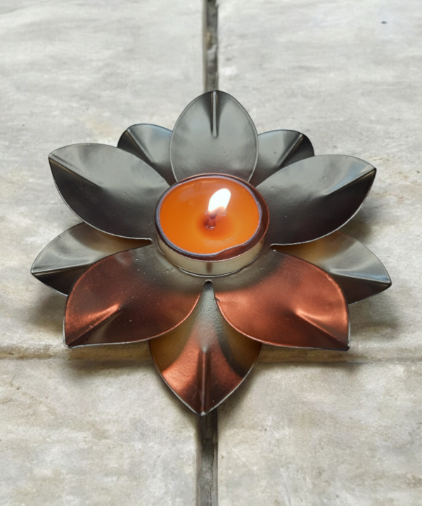 Lotus Candle Holder, Spiritual Offering, Lotus Tealight Holder, Meditation, Ambiance, Bohemian Decor, Copper Lotus Candle Holder