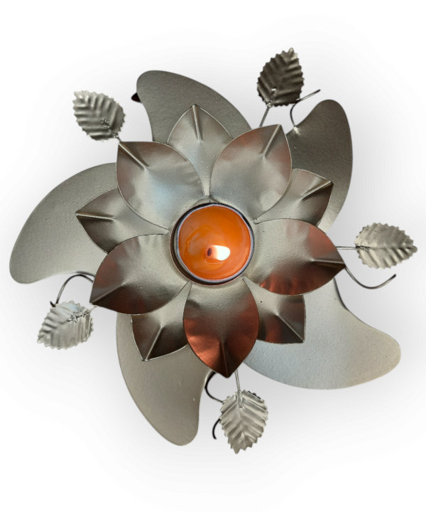 Unique Lotus Flower with Leaf Tealight Holder Exquisite Desktop Candle Cup