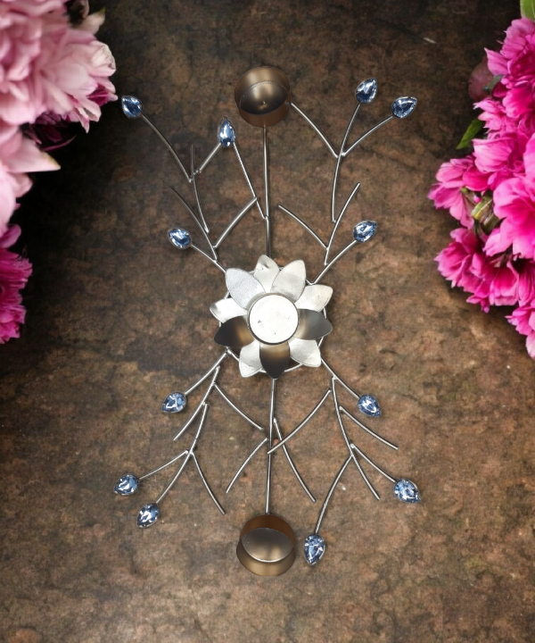 Crystal Lotus Tealight Candle Holder for Table Centerpiece