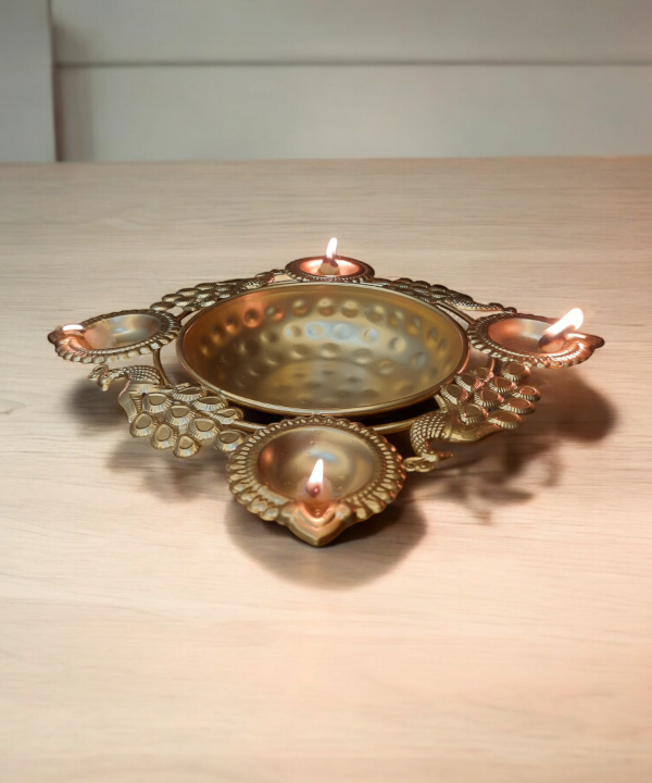 Peacock Tealight Candle Holder Urli Diya Bowl