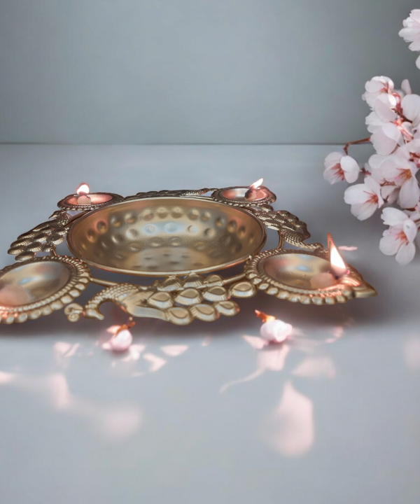 Peacock Tealight Candle Holder Urli Diya Bowl