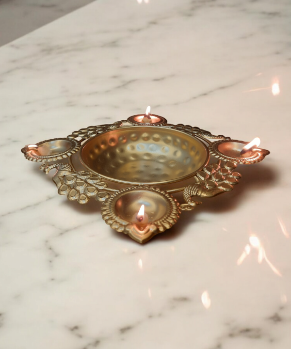 Peacock Tealight Candle Holder Urli Diya Bowl