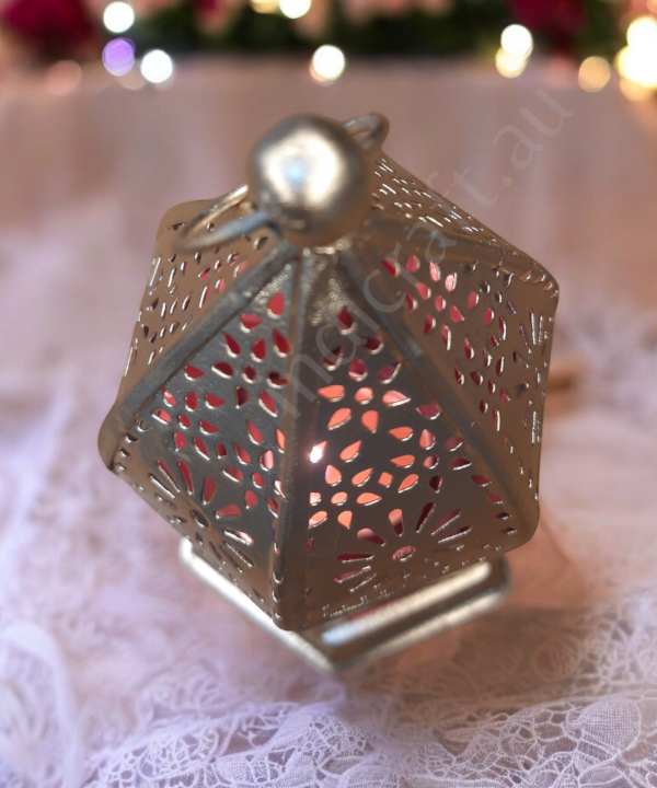 Metal & Glass Lantern, Little Moroccan Lantern, Mini Glass Lantern -Red Color