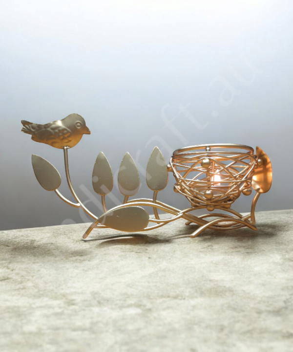 Bird On Branch Metal Tealight Holder