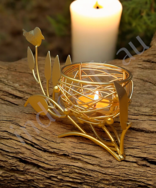 Bird On Branch Metal Tealight Holder