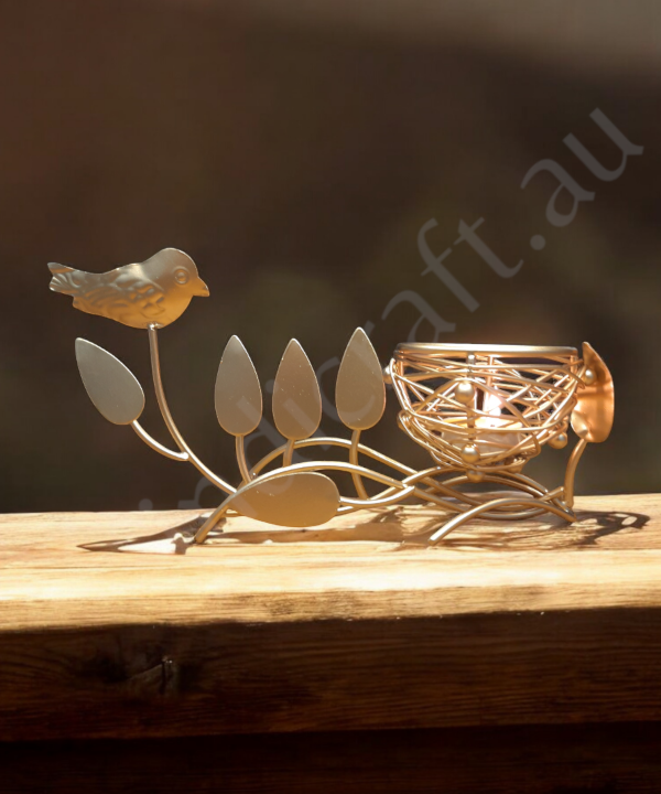 Bird On Branch Metal Tealight Holder