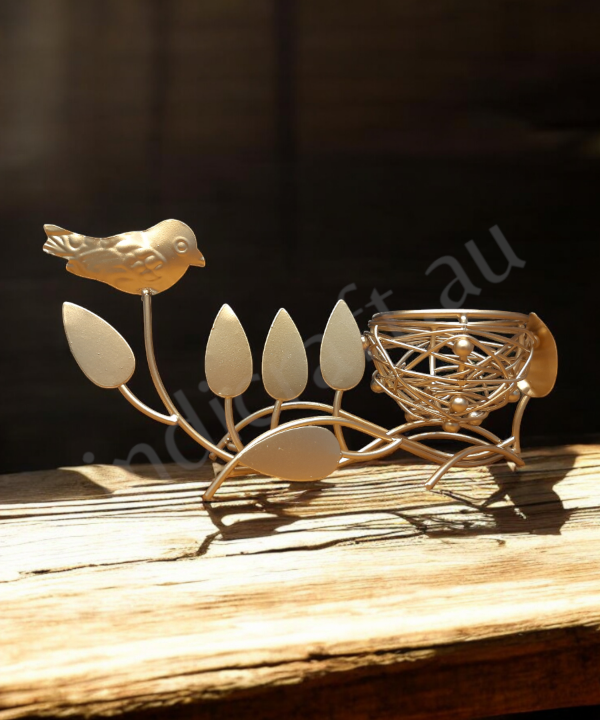 Bird On Branch Metal Tealight Holder