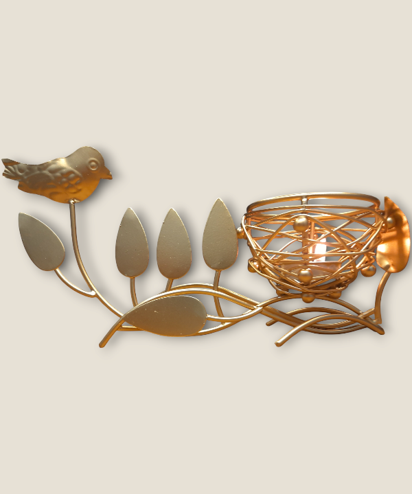 Bird On Branch Metal Tealight Holder