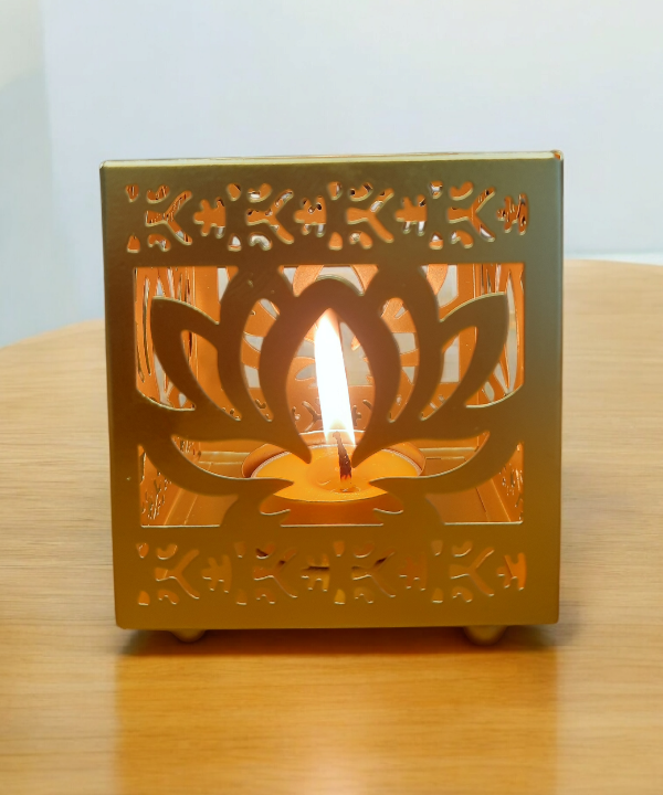 Lotus Flower Lantern, Lotus Flower Decor, Metal Tealight Holder