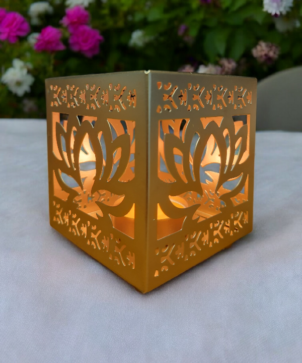 Lotus Flower Lantern, Lotus Flower Decor, Metal Tealight Holder