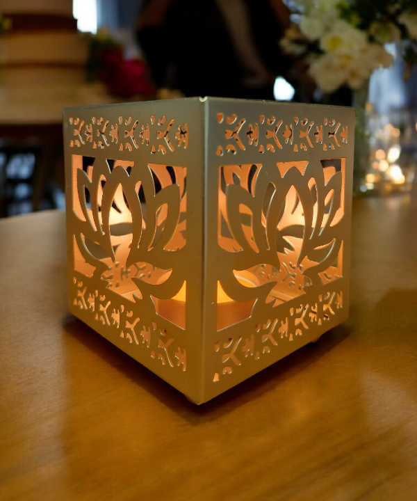 Lotus Flower Lantern, Lotus Flower Decor, Metal Tealight Holder