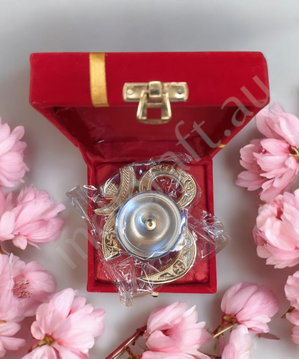 Om Brass Diya With Velvet Gift Box, Akhand Diya with Gift Box
