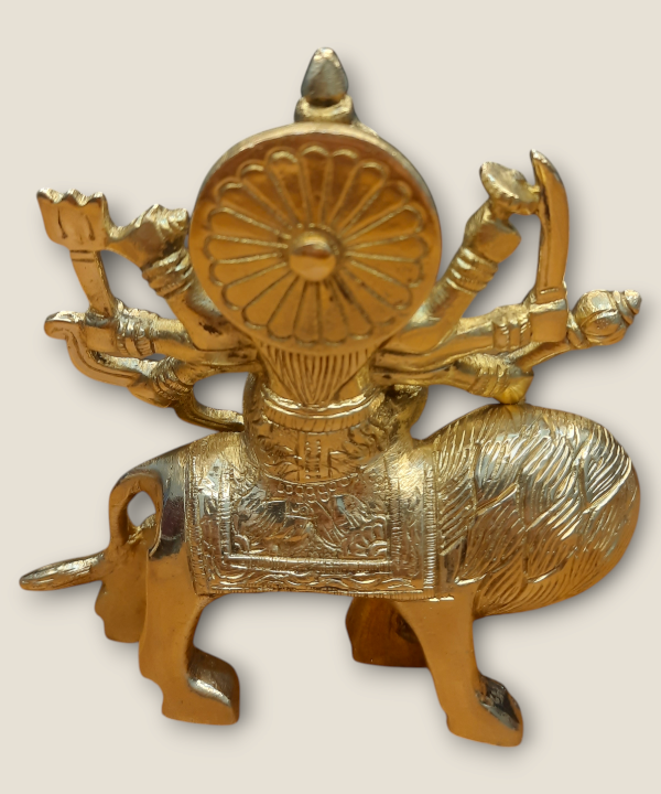 Brass Durga Idol, Divine Shakti Goddess Statue for Home Temple & Puja