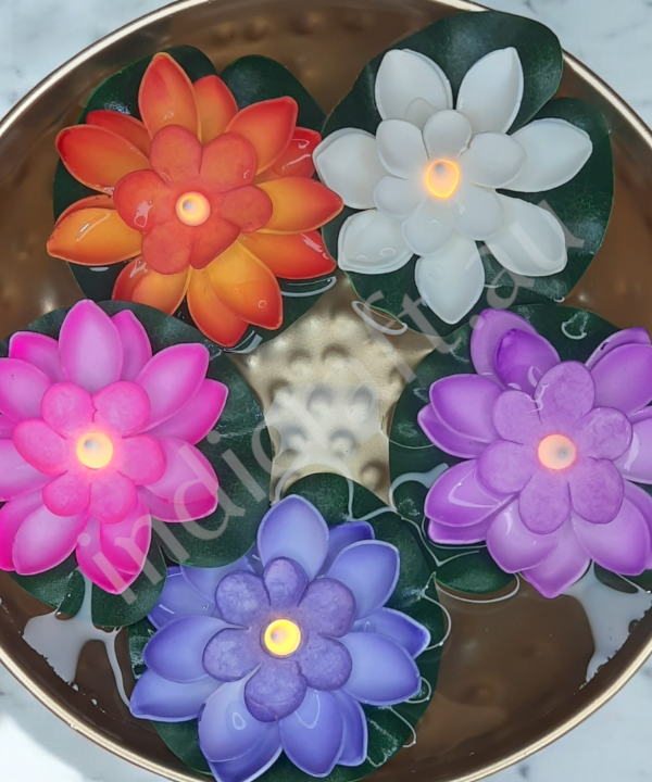 6 pc Multicolor Water Sensor Lotus, Decorative Floating Lotus Light