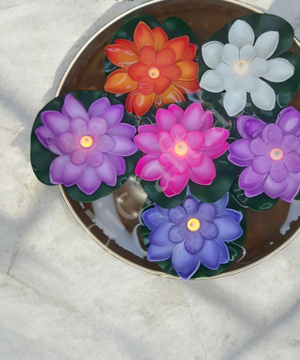 6 pc Multicolor Water Sensor Lotus, Decorative Floating Lotus Light