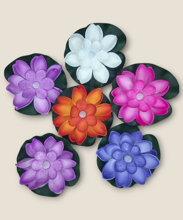 6 pc Multicolor Water Sensor Lotus, Decorative Floating Lotus Light