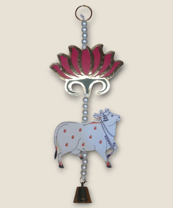 Pack of 2 Lotus Cow Tassel Style Hanging with Bell