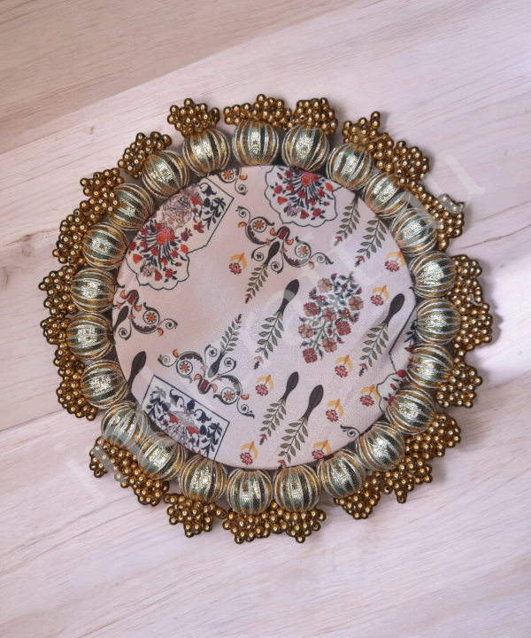 1 pc 9inch Multicolor Circular Handcrafted Decorative Base Mat with Traditional Pattern