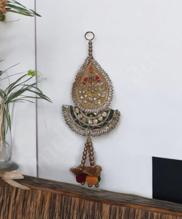 Shubh Labh Traditional Decorative Hanging Pair – Ethnic Beaded Wall Hanging for Door & Pooja Room (Set Of 2)