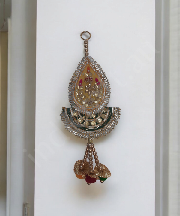 Shubh Labh Traditional Decorative Hanging Pair – Ethnic Beaded Wall Hanging for Door & Pooja Room (Set Of 2)