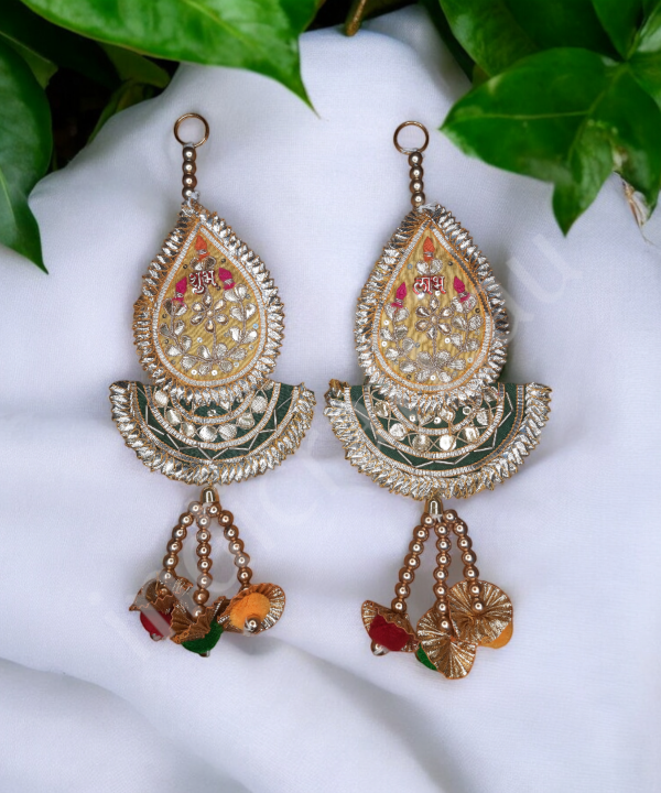 Shubh Labh Traditional Decorative Hanging Pair – Ethnic Beaded Wall Hanging for Door & Pooja Room (Set Of 2)