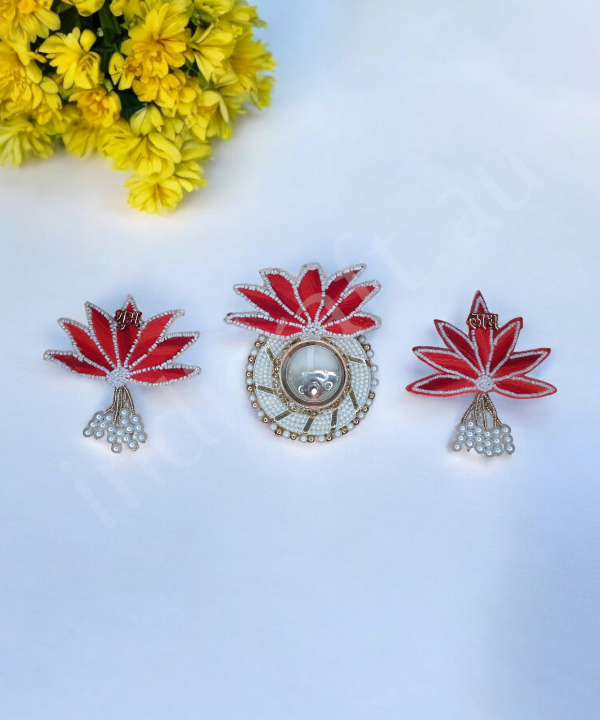 Handcrafted Lotus Tealight Candle Holder with Shubh Labh Pearl Hanging in a Box