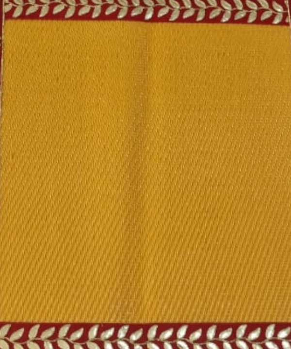 Yellow Nylon Handmade Chatai/Mat with Red & Golden sequins work on the Trim/Lace 24x24 (in inch)