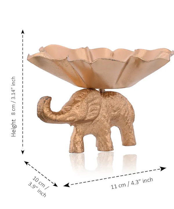 Golden Elephant Tealight Candle Holder – Decorative Diya Stand for Home, Festive Decor, Pooja & Gifting