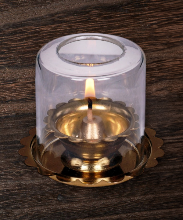 Pooja Deep – Diya with Glass Cover
